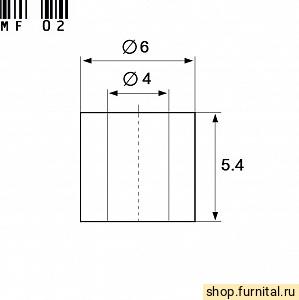 MF02-BL Втулка (муфта) для установки ручек в стекле или зеркале, цвет чёрный (графит). L5.4/W6