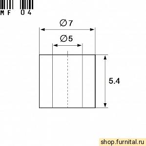 MF04 Втулка (муфта) для установки ручек в стекле или зеркале. L5.4/W7